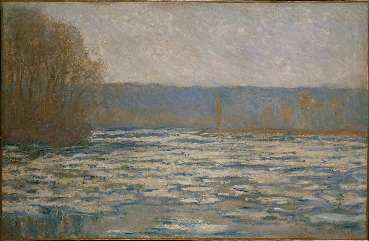 Gelo, quebrar, ligado, a, seine, perto, Bennecourt de Claude Monet