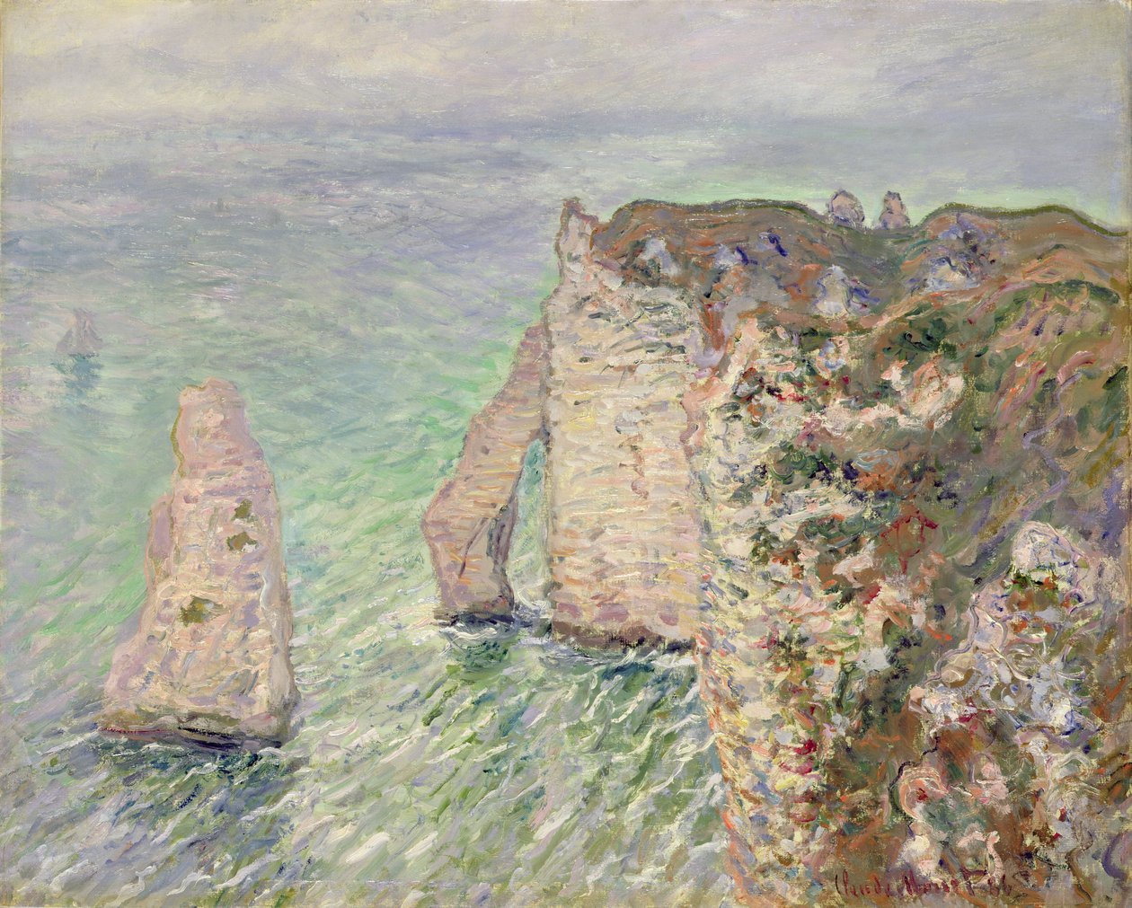 L "Aiguille e o Porte d" Aval, Etretat, 1886 de Claude Monet