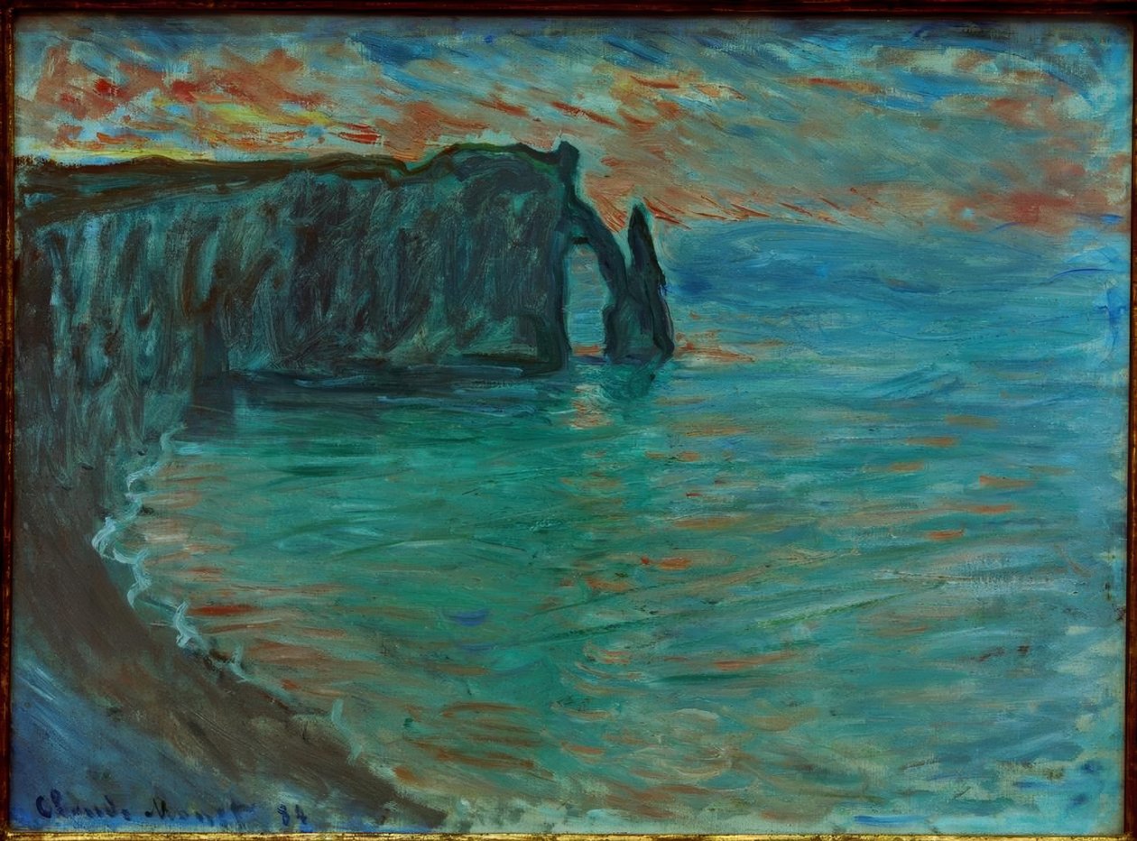 O penhasco a jusante, com o portão e a agulha de Claude Monet