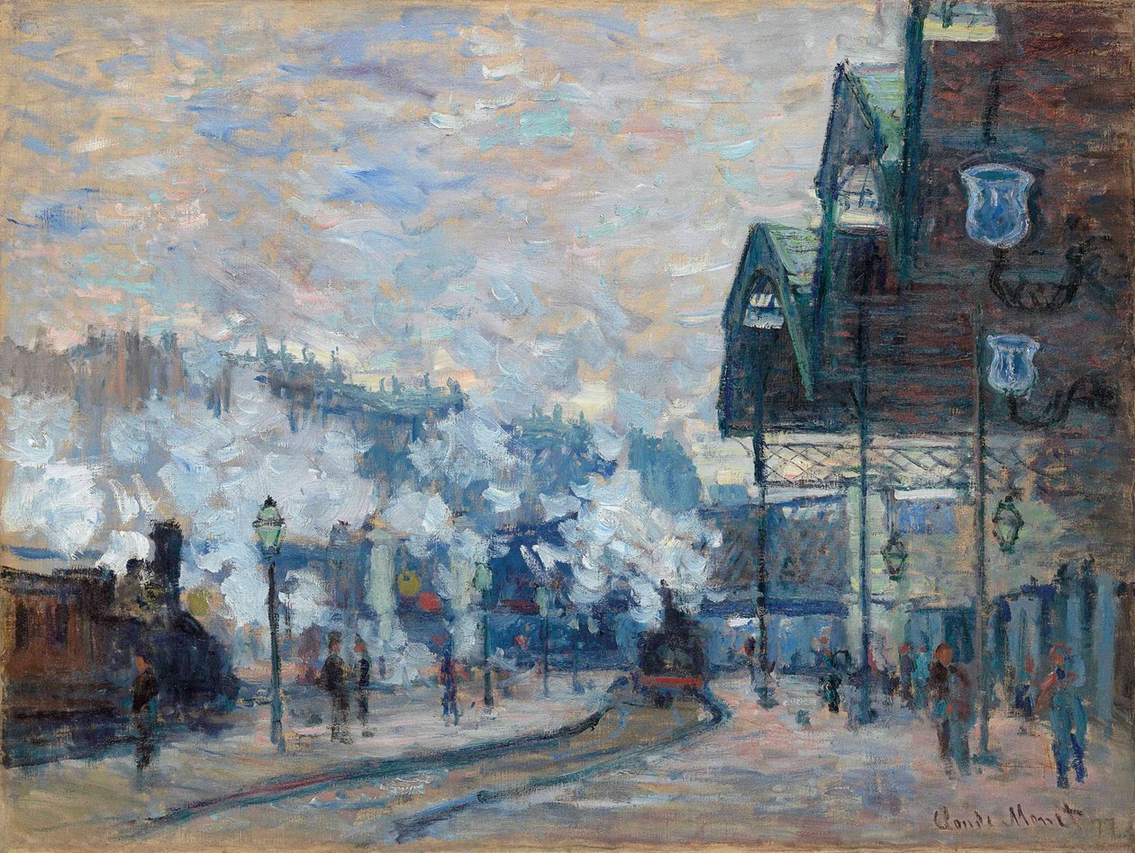 Gare Saint-Lazare, vista exterior, 1877. de Claude Monet