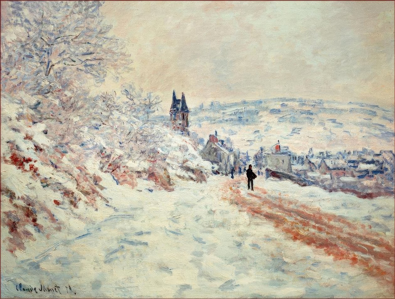 La Route de Vetheuil, Effet de Neige (Die Straße nach Vethe de Claude Monet
