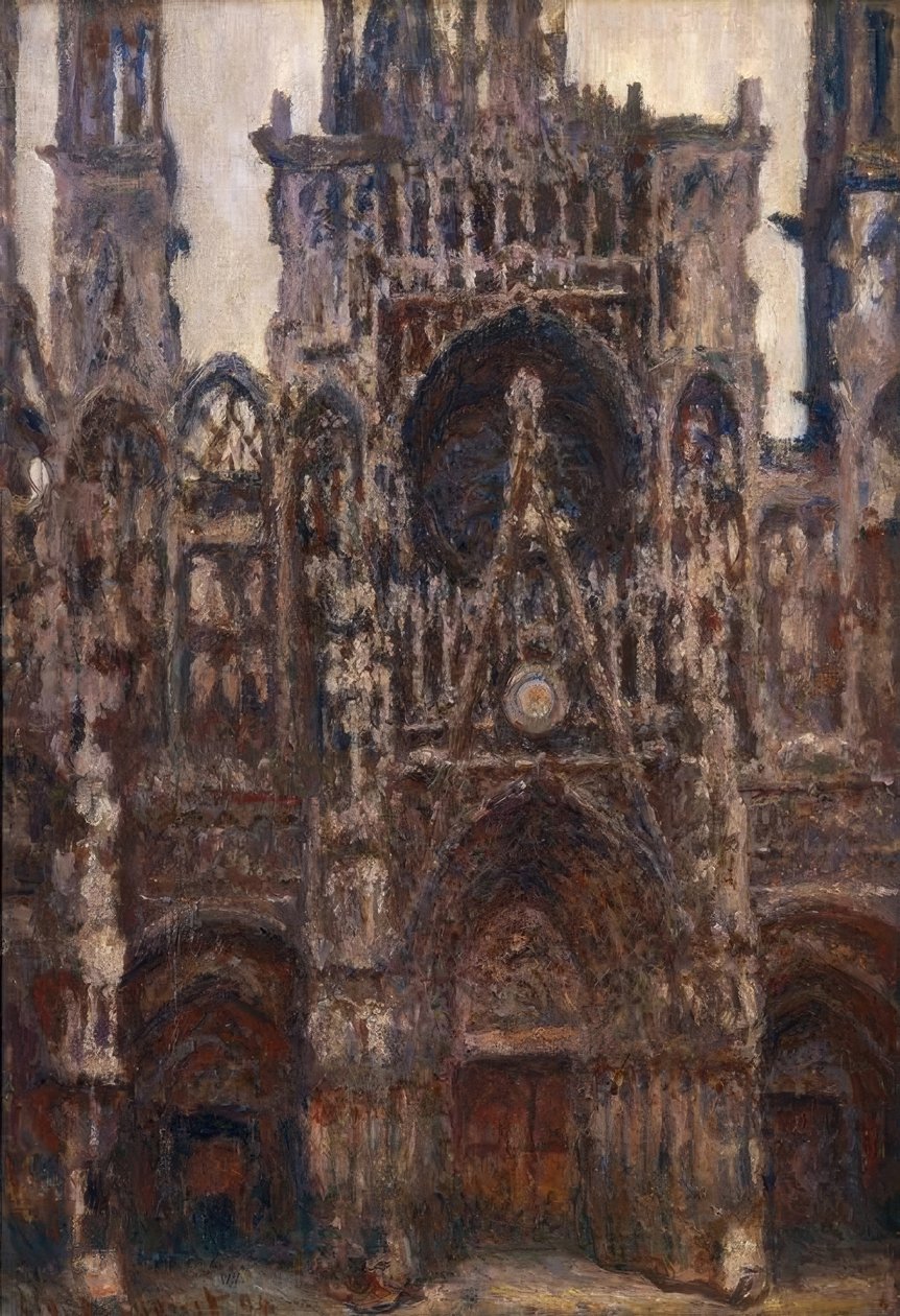 A catedral de Rouen, o portão visto de frente, harmonia marrom de Claude Monet