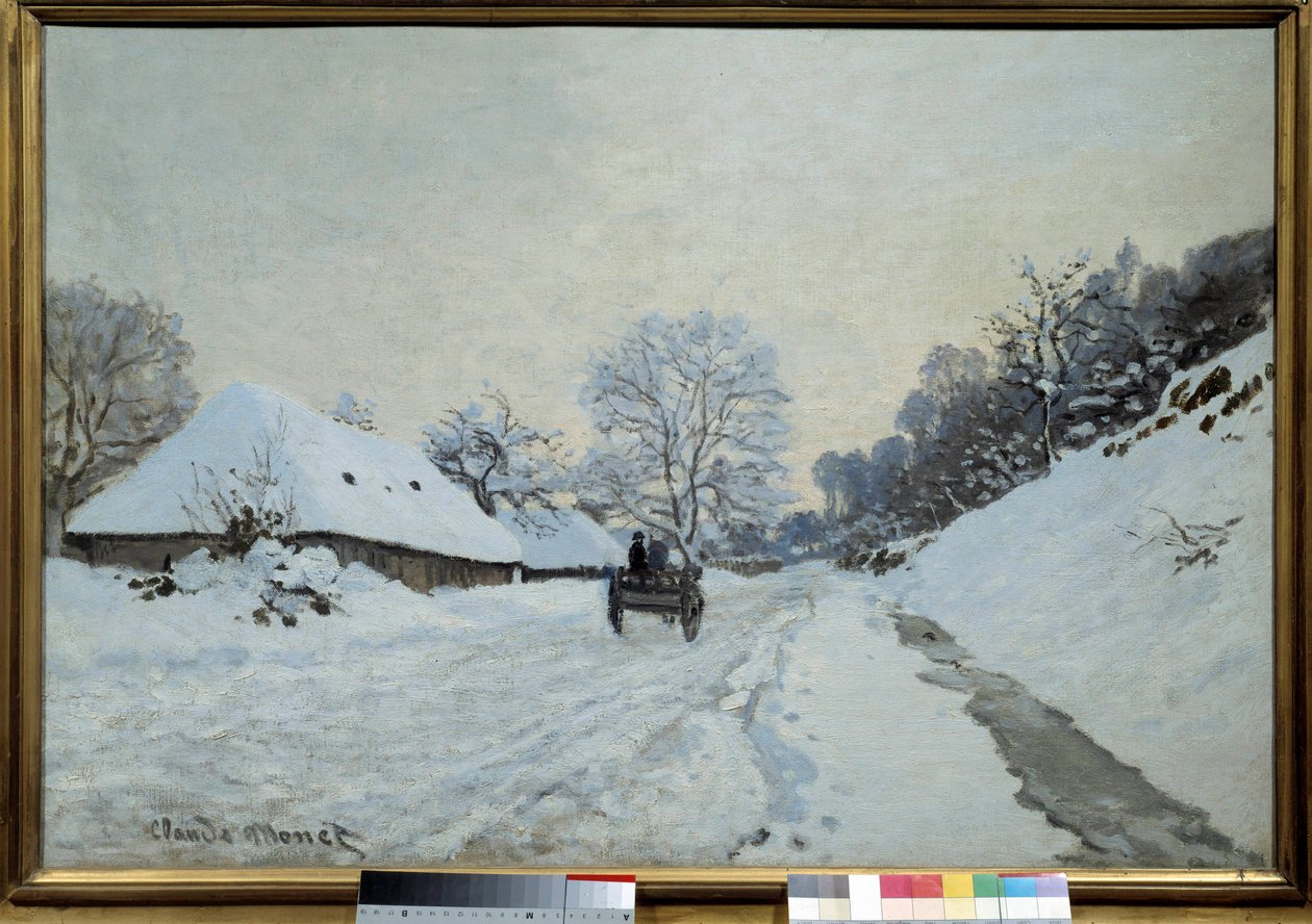 O carrinho, estrada sob a neve em Honfleur em 1867 Pintura de Claude Monet (1840-1926). 1867. Dim. 0,65x0,92 m. Paris, Musee d