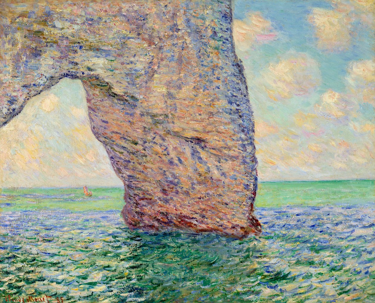 La manneporte à Etretat Painting de Claude Monet (1840-1926) 1885 Dim. 0,65x0,81 m Colecção privada - A falésia de Etretat (La Manneporte) - Pintura de Claude Monet (1840-1926), óleo sobre tela (65 x 81 cm) de Claude Monet