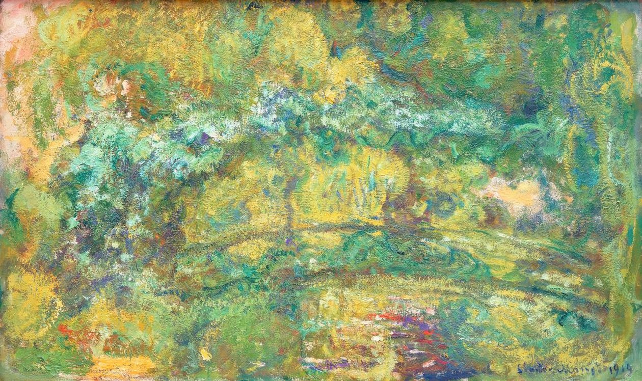 A ponte sobre a lagoa de lírio d&39;água de Claude Monet