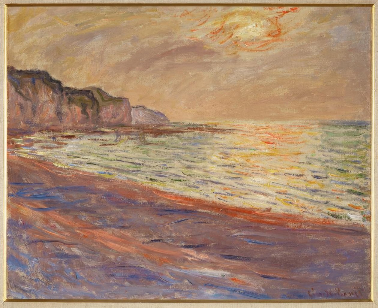 A praia de Pourville, pôr do sol de Claude Monet