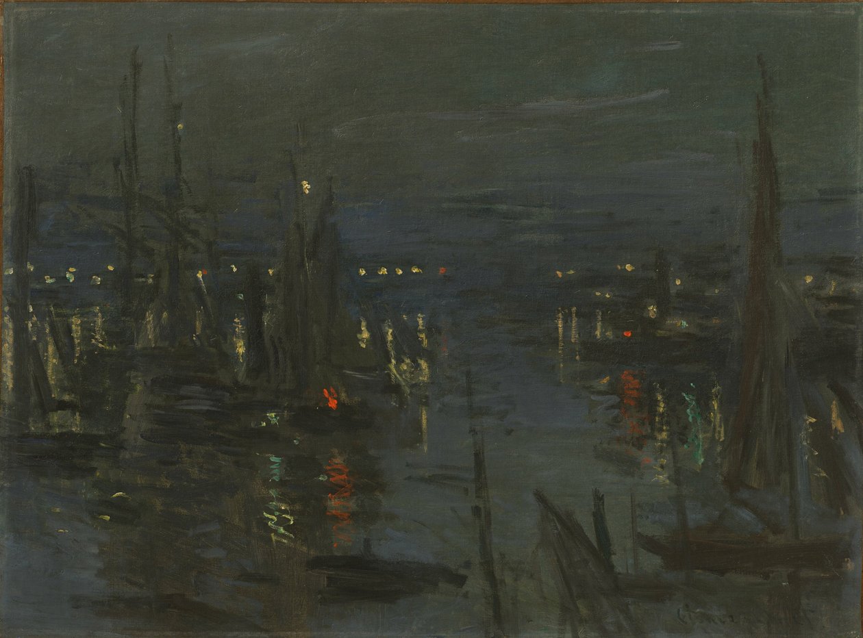 Le Port du Havre, Night Effect O porto de Le Havre à noite, 1873. de Claude Monet