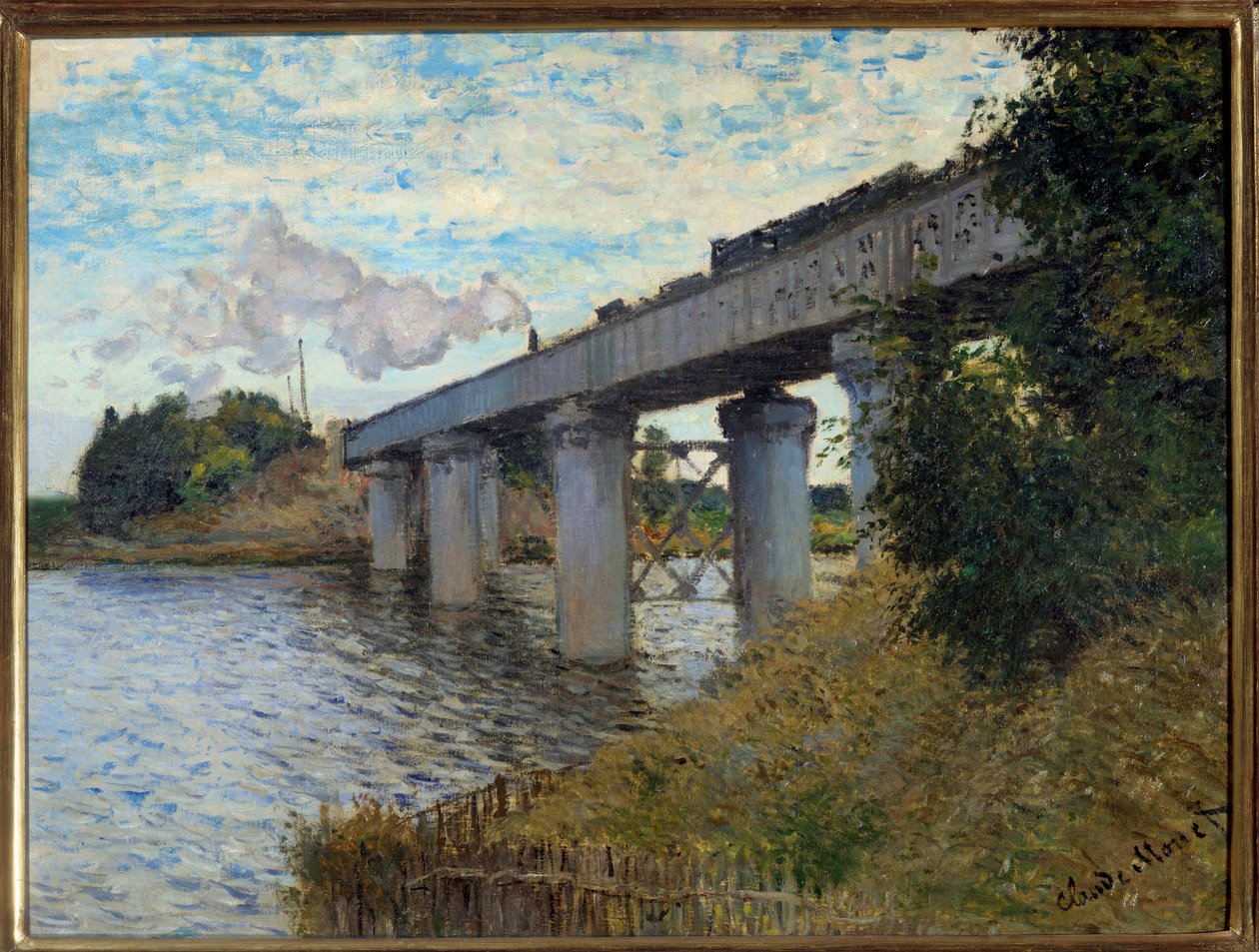 A ponte ferroviária em Argenteuil Pintura de Claude Monet (1840-1926) 1873 Sol. 0,55x0,72 m Paris, musee d