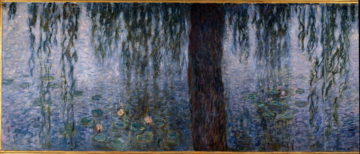 Les Nympheas; de manhã limpo com salgueiros (parte esquerda de óleo de tríptico sobre madeira 200 x 425 cm), sd. 1914-1926. por Claude Monet (1840-1926). Musee de l