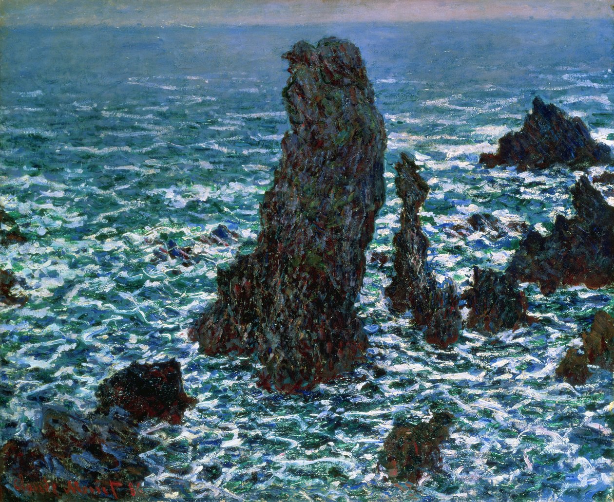 As pirâmides de Port-Coton, Belle-Ile-en-Mer, 1886 de Claude Monet
