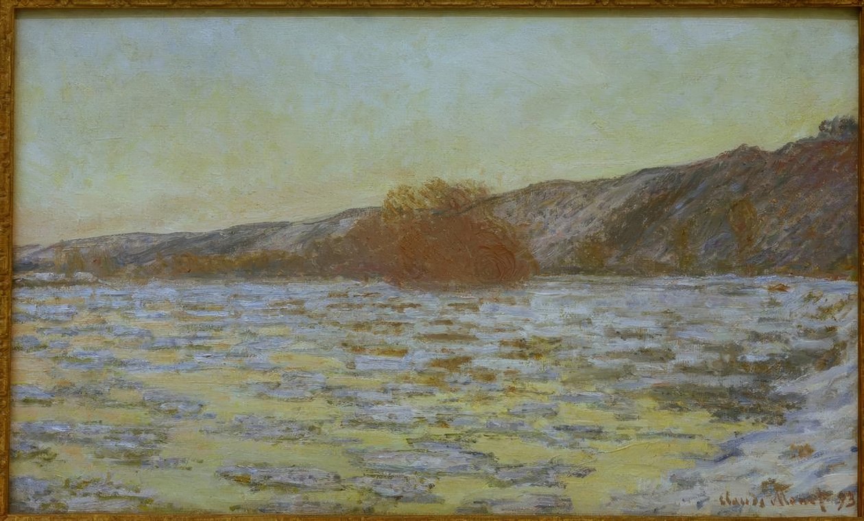 Cubos de gelo, efeito crepuscular de Claude Monet