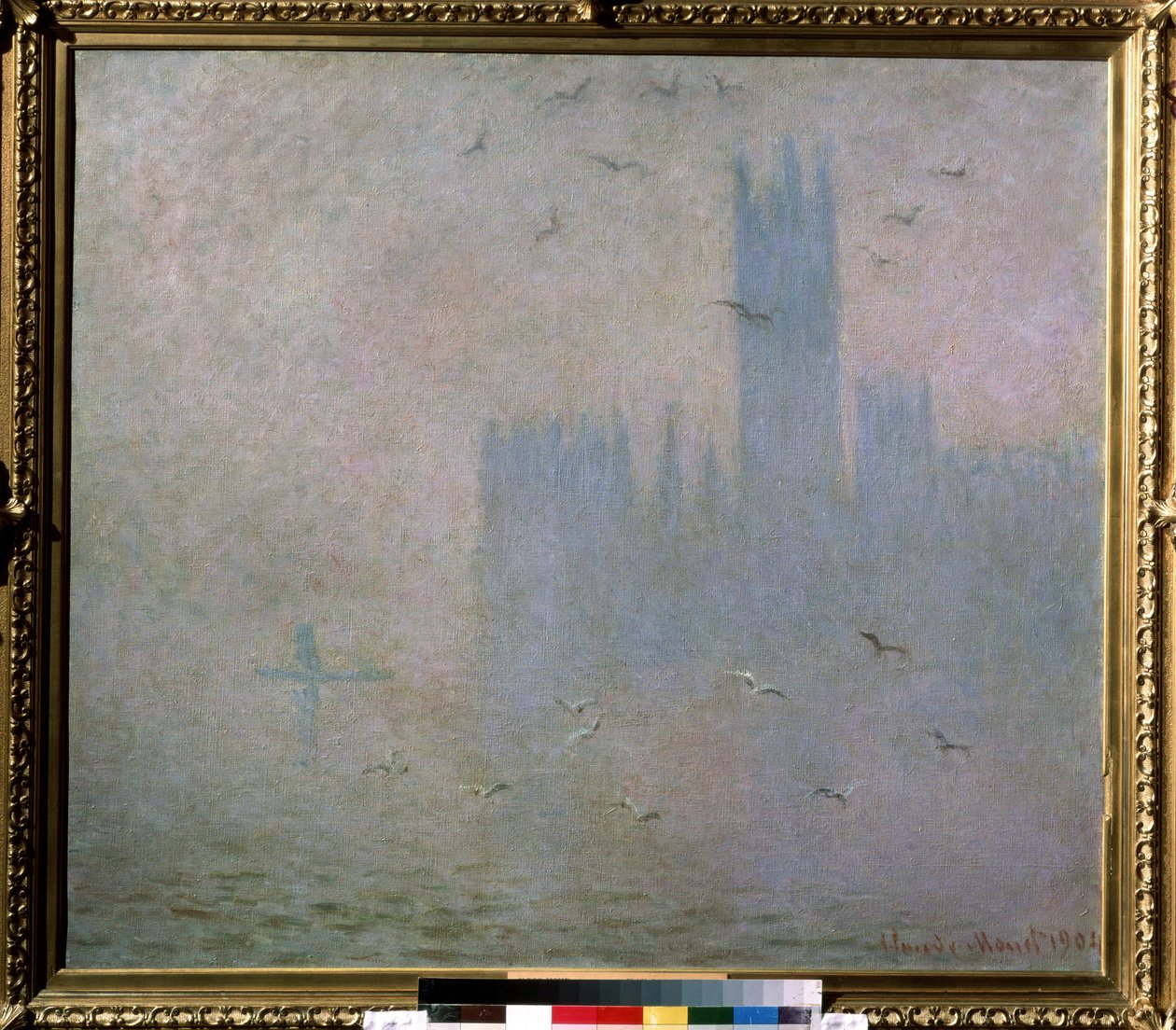 "Seagulls, The Thames in London. The Houses of Parliament" Pintura de Claude Monet (1840-1926). 1903-1904 Impressionismo. Dim. 81 x 92 cm Moscovo. Museu de Belas Artes Pushkin de Claude Monet