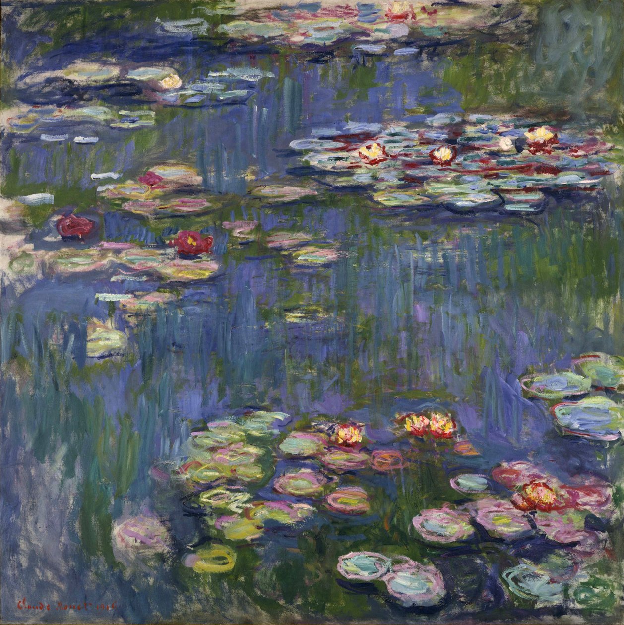 As ninfas em Giverny - Pintura de Claude Monet (1840-1926), óleo sobre tela de Claude Monet