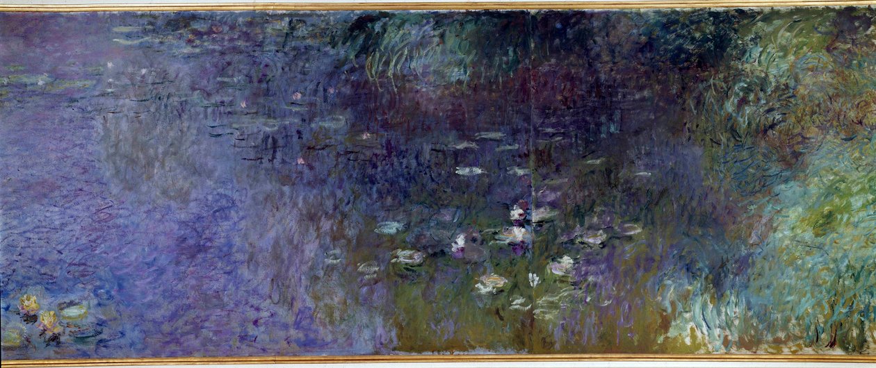 Les nympheas: Matin Detail. Pintura de Claude Monet (1840-1926) 1914-1926 Díptico de 2 x 3 m cada parte. Paris. Musee De l