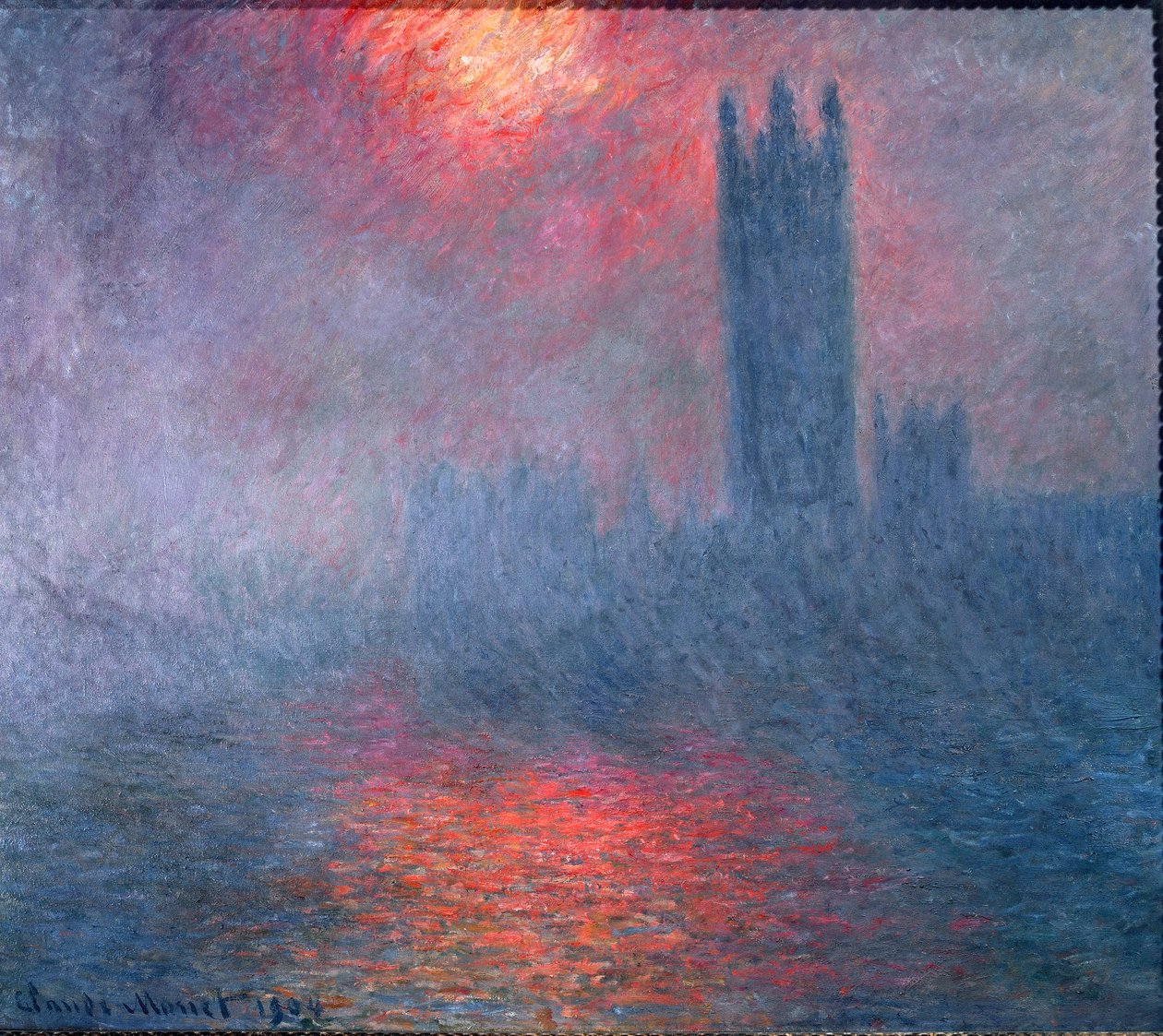Londres, Parlamento, sol no meio do nevoeiro de Claude Monet