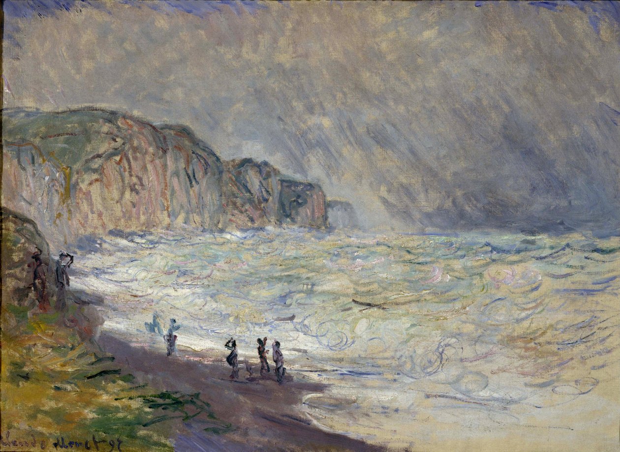 Mar agitado em Pourville - Pintura de Claude Monet (1840-1926), óleo sobre tela de Claude Monet