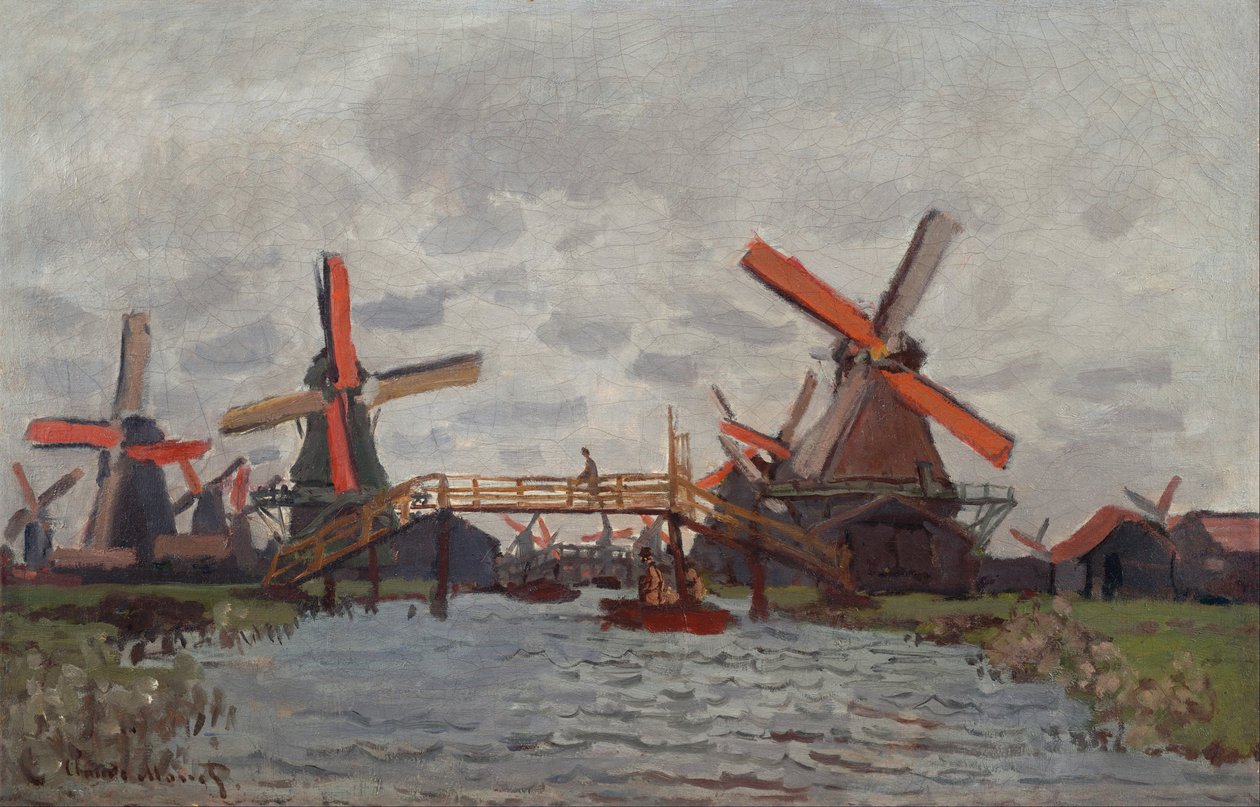 Moinhos em Westzijderveld, perto de Zaandam de Claude Monet