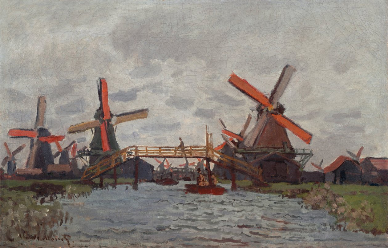 Moinhos em Westzijderveld perto de Zaandam, 1871 de Claude Monet