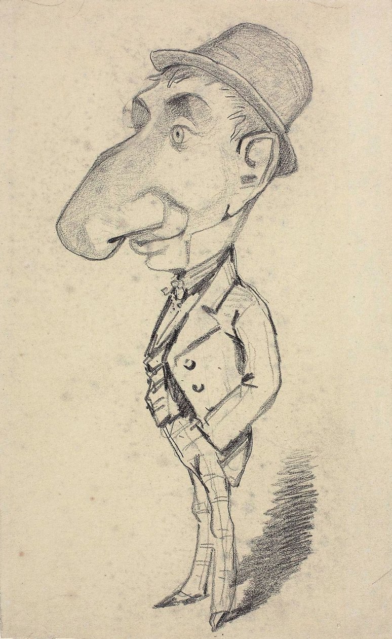 Monet - Caricatura de um homem com um nariz grande, 1855-56, 1933.895 de Claude Monet