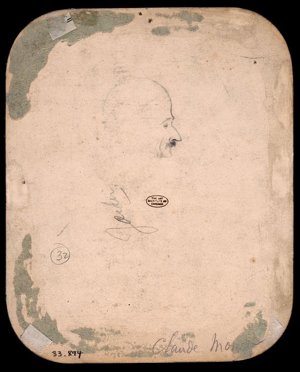 Monet - Esboço de cabeça masculina em perfil (verso), 1855-56, 1933.894 de Claude Monet