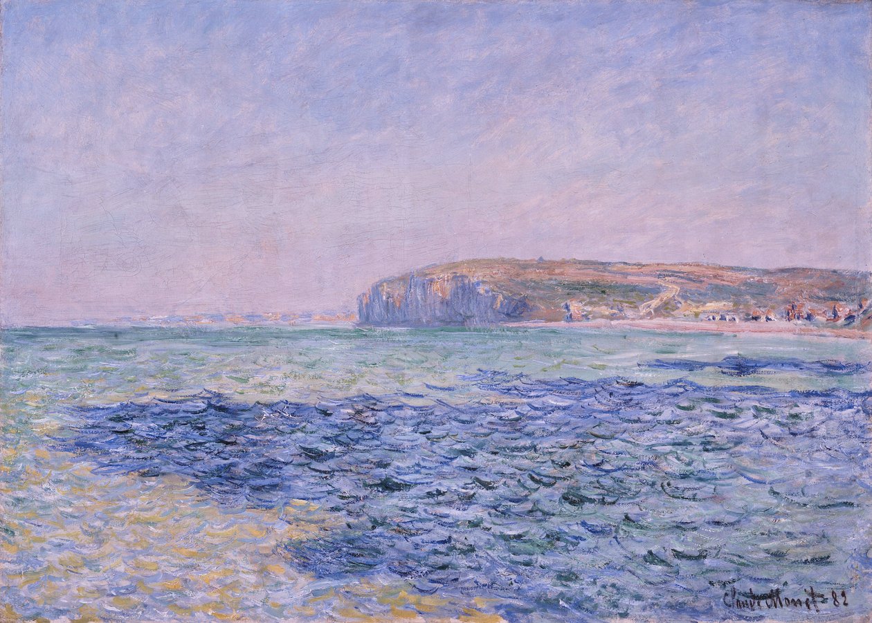 Shadows on the Sea, the Cliffs at Pourville (Dieppe, Seine Maritime, França) (Shadows on the Sea - The Cliffs at Pourville) - Pintura de Claude Monet (1840-1926), óleo sobre tela, 57x80 cm de Claude Monet