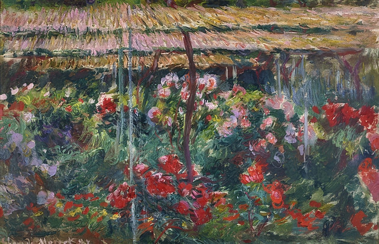 Jardim de peônia. 1887 de Claude Monet