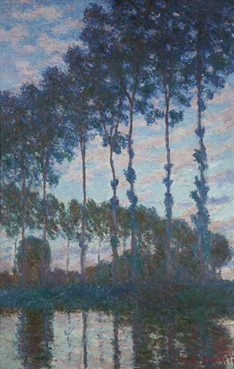Choupos nas margens do Epte, efeito Evening, 1891 de Claude Monet