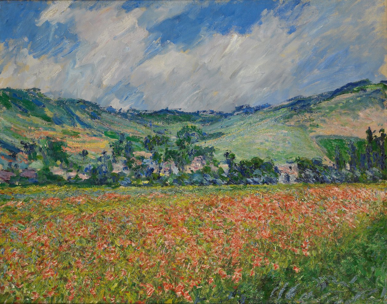 Campo de papoulas em Giverny, 1885. de Claude Monet