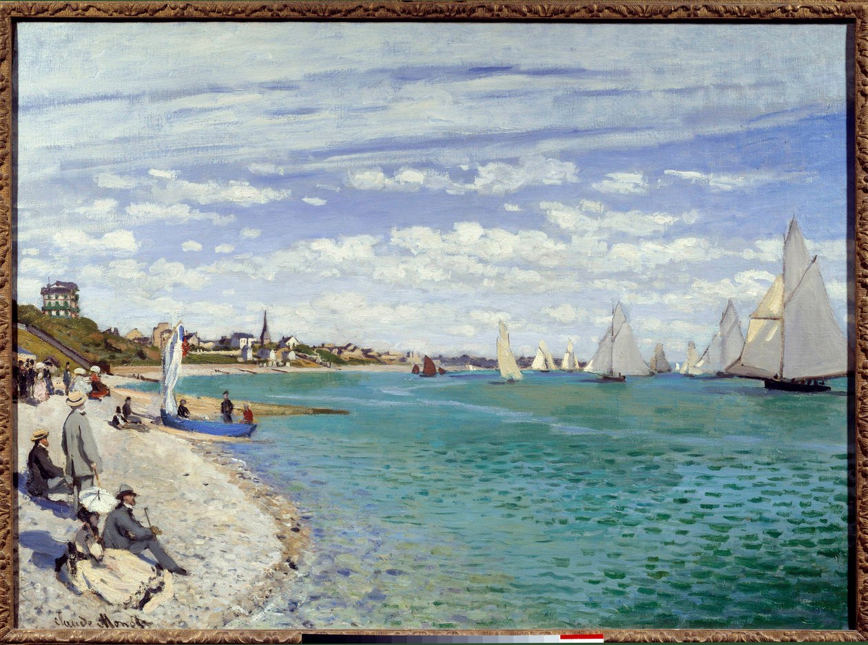Registra um endereço de Sainte La plage de Sainte-Adresse en Seine maritime. Pintura de Claude Monet (1840-1926) 1867 Sol. 0,99x0,72 m New York, Metropolitan museum. de Claude Monet