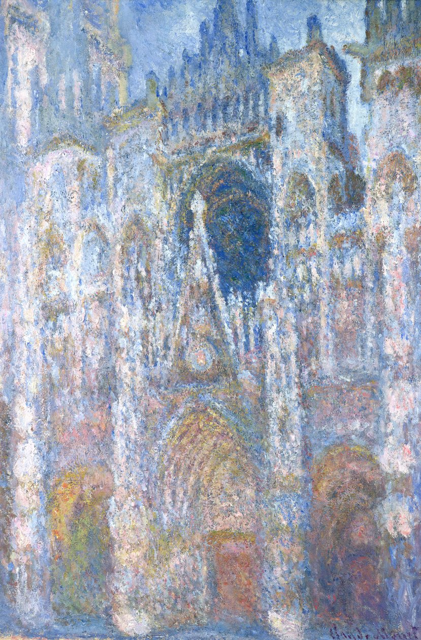 Catedral de Rouen, harmonia azul, luz solar da manhã, 1894 de Claude Monet