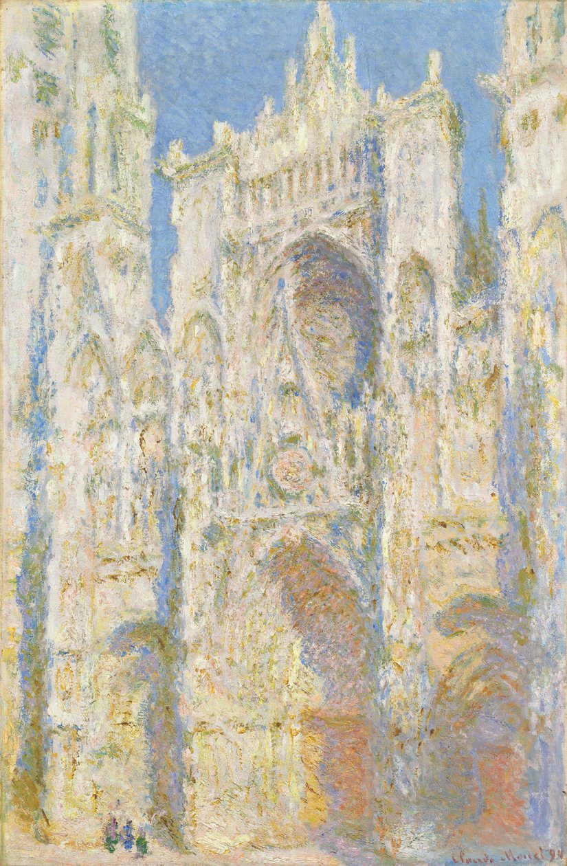 Catedral de Rouen, fachada oeste, luz solar, 1894. de Claude Monet