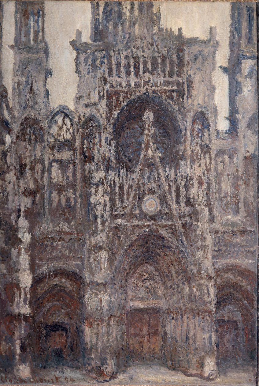 Catedral de Rouen, o portal, harmonia castanha - óleo sobre tela de Claude Monet