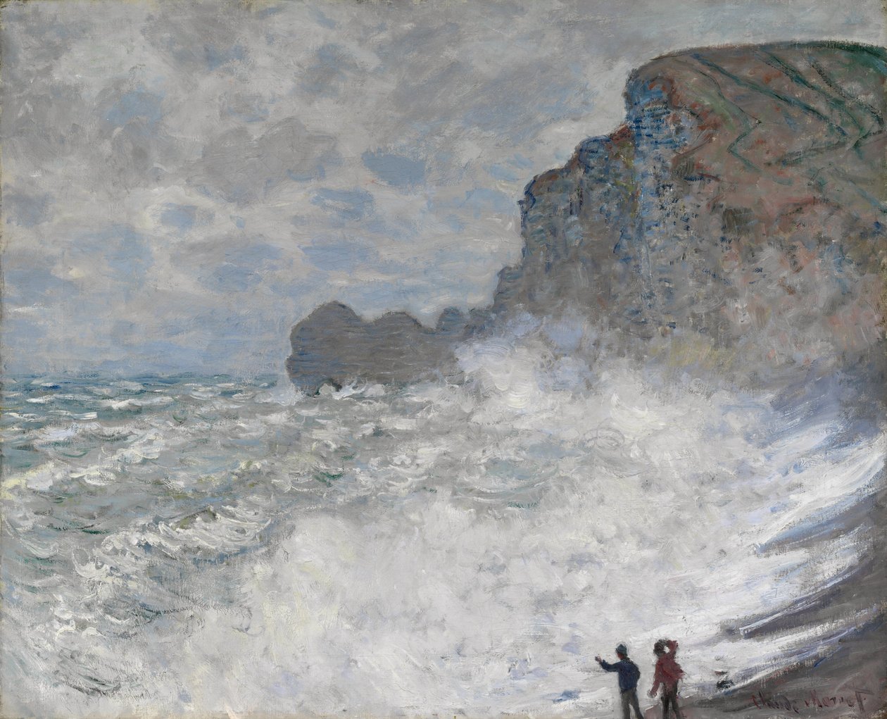 Condições meteorológicas adversas em Étretat de Claude Monet