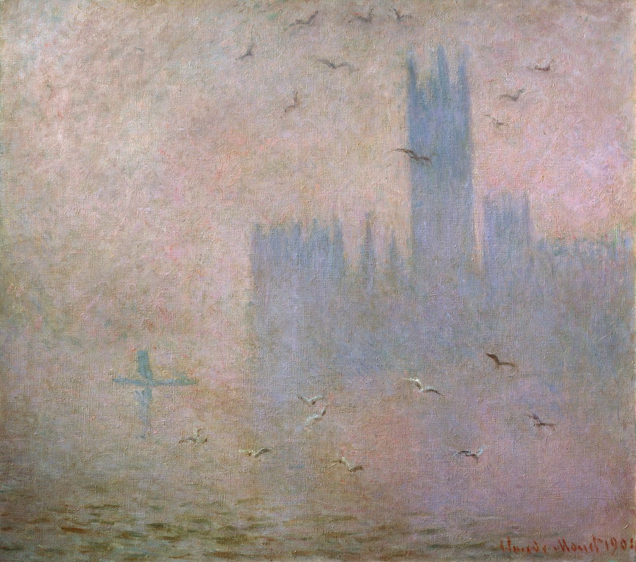 Gaivotas. O Tamisa em Londres. As Casas do Parlamento, 1903-1904 de Claude Monet
