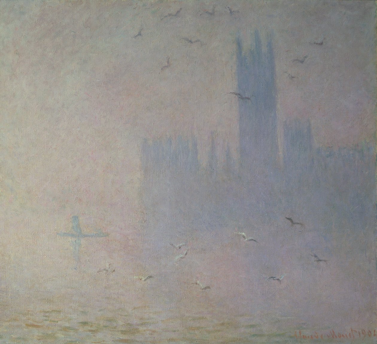 Gaivotas sobre as casas do Parlamento, 1904 de Claude Monet