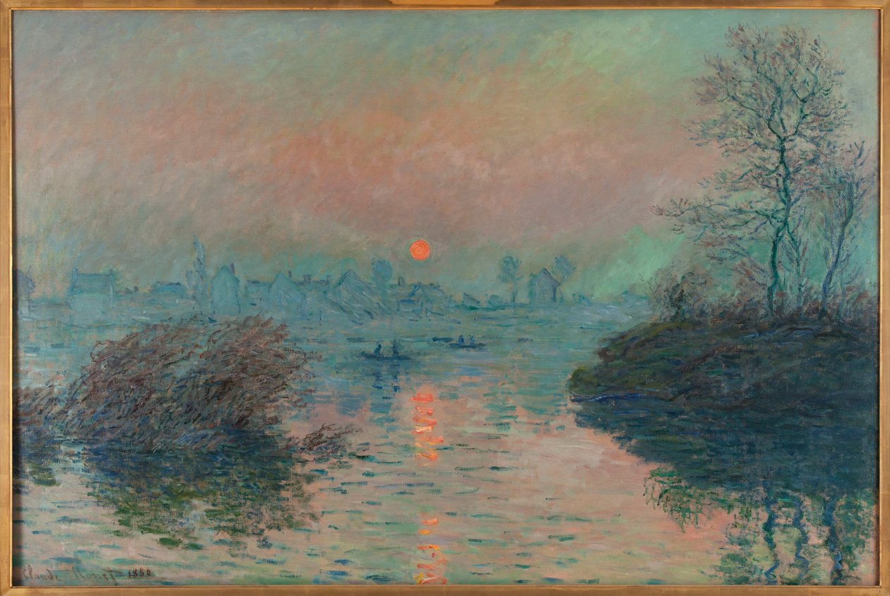 Pôr-do-sol sobre o Sena, em Lavacourt, com um toque de inverno de Claude Monet