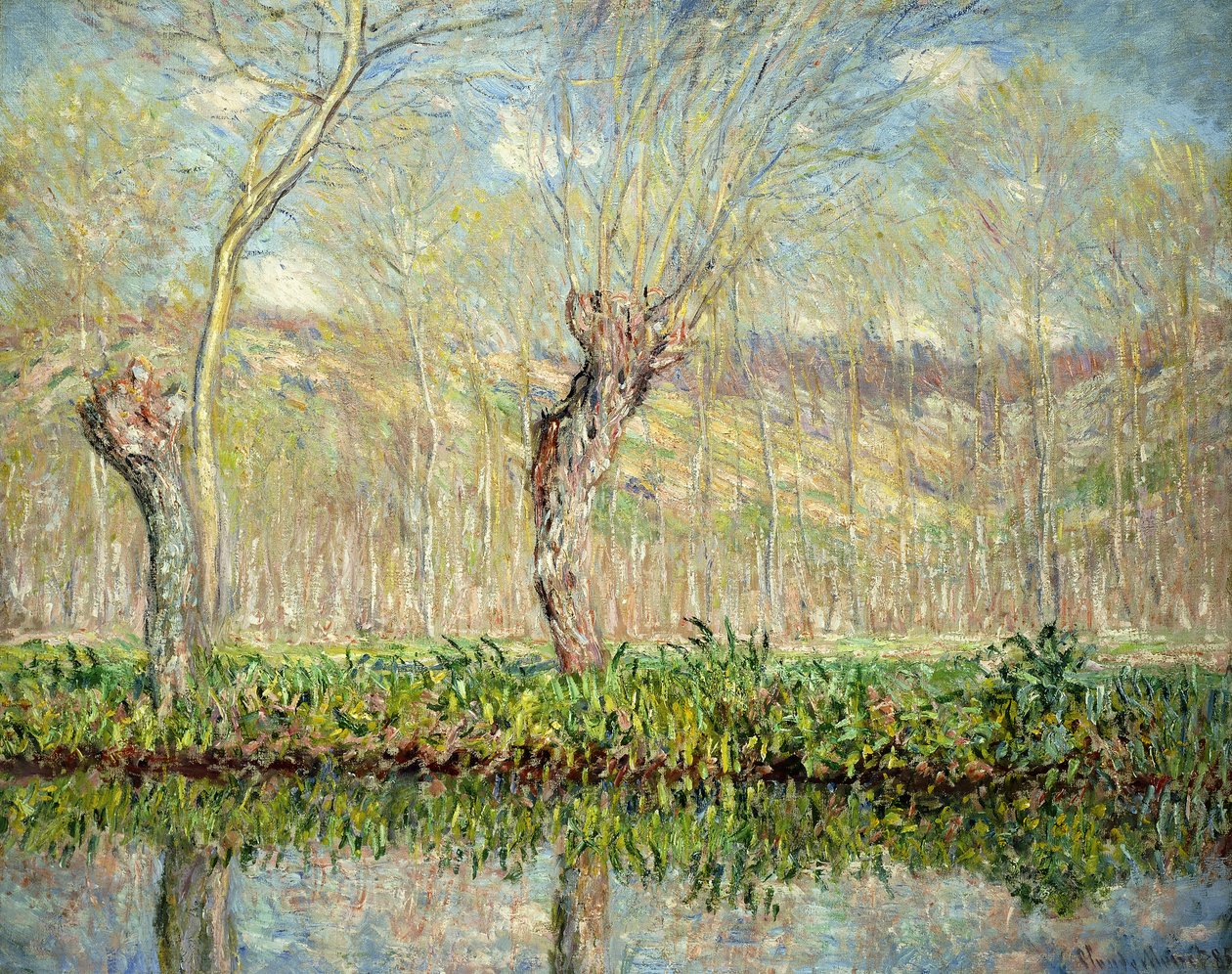 Primavera, a fronteira de l "Epte; Printemps, Bord de l" Epte, 1885 de Claude Monet