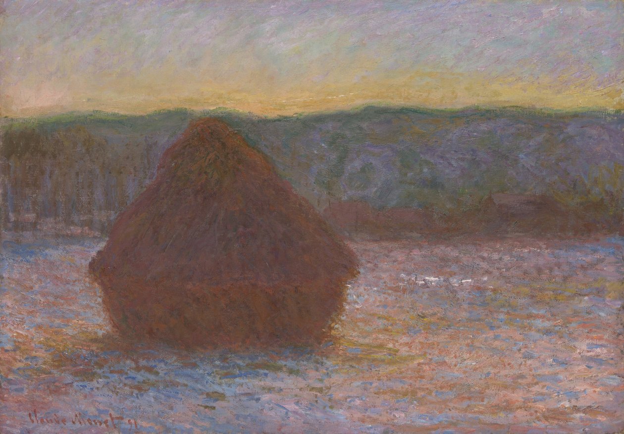 Pilha de Trigo (Descongelamento, Pôr do Sol) de Claude Monet