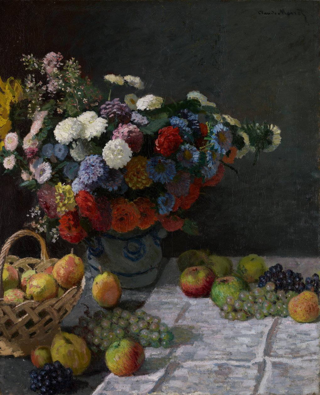Natureza morta com flores e frutas de Claude Monet