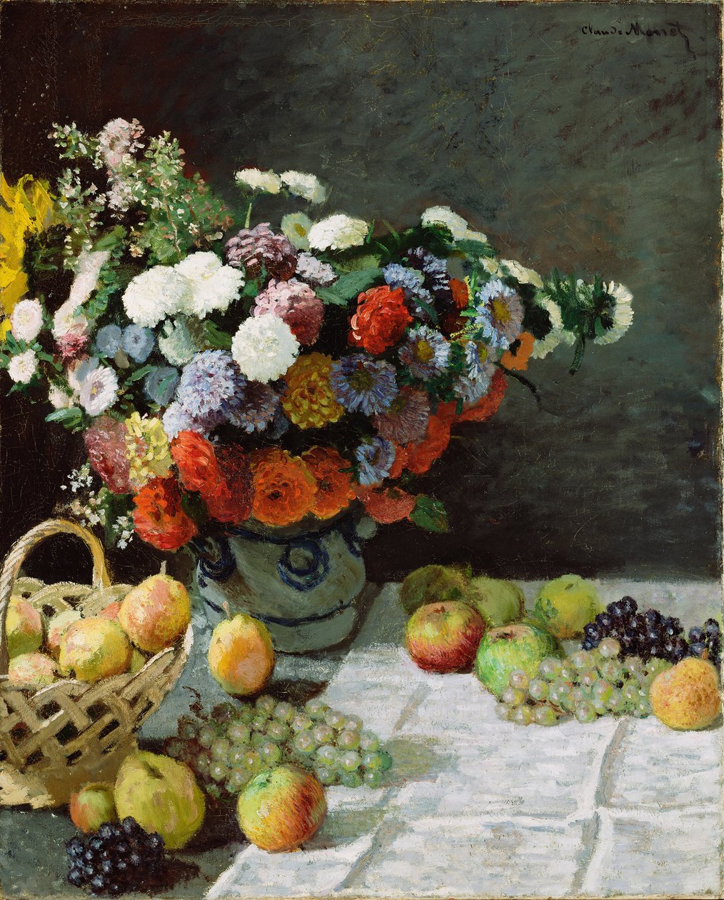 Natureza morta com flores e frutas, 1869 de Claude Monet
