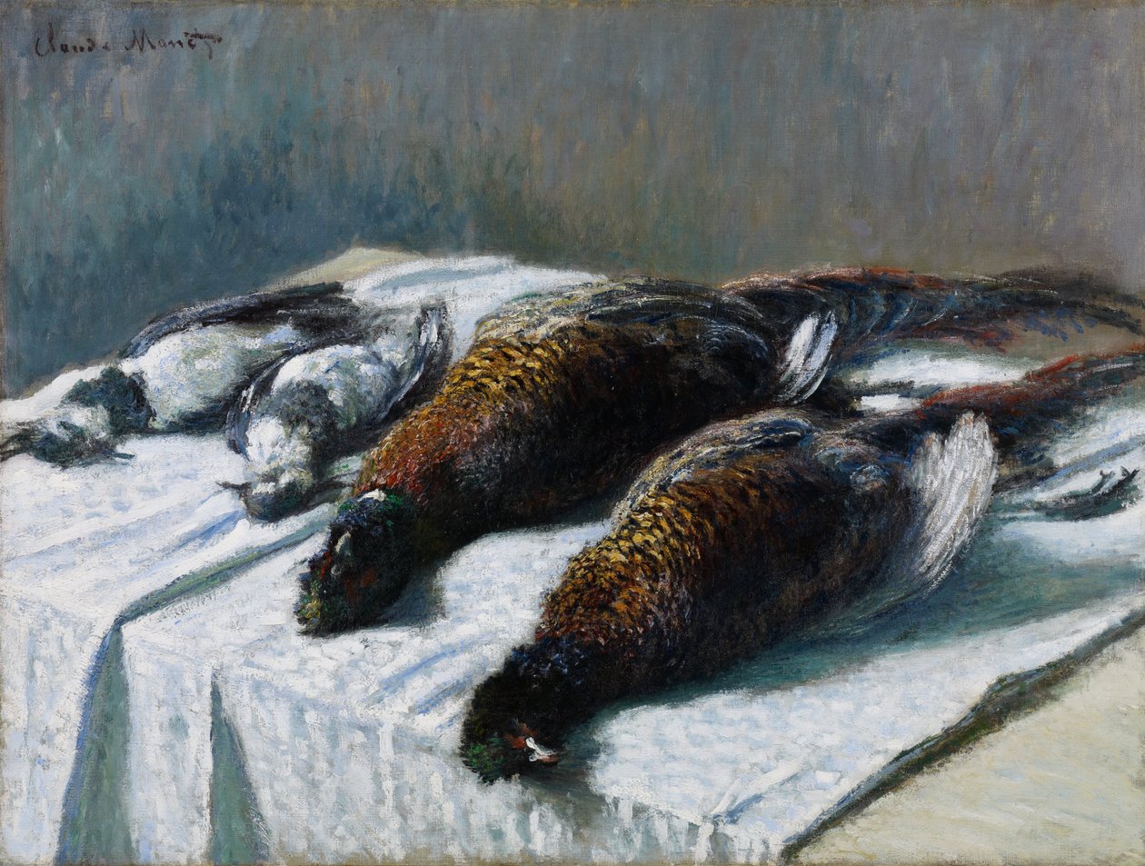 Natureza morta com faisões e tarambolas de Claude Monet