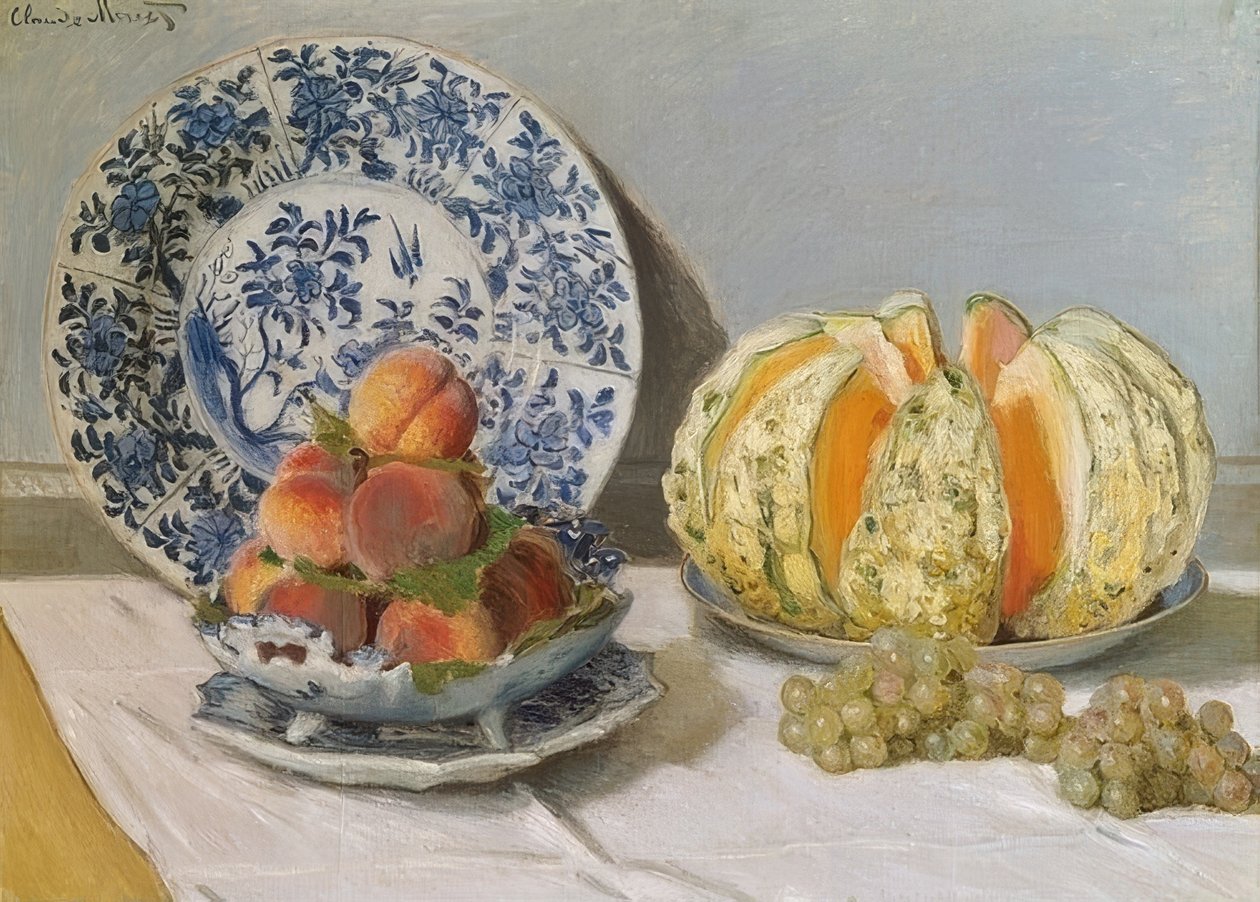 Ainda vida com melão. 1872 de Claude Monet