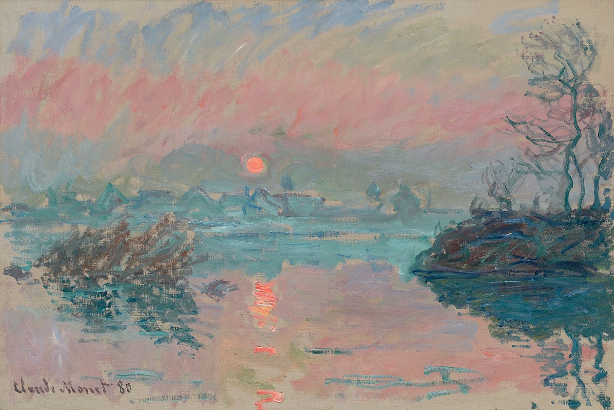 Pôr do sol em Lavacourt; Pôr do sol em Lavacourt, 1880 de Claude Monet