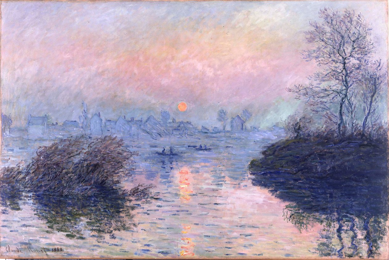 Pôr do sol no Sena em Lavacourt, efeito de inverno de Claude Monet