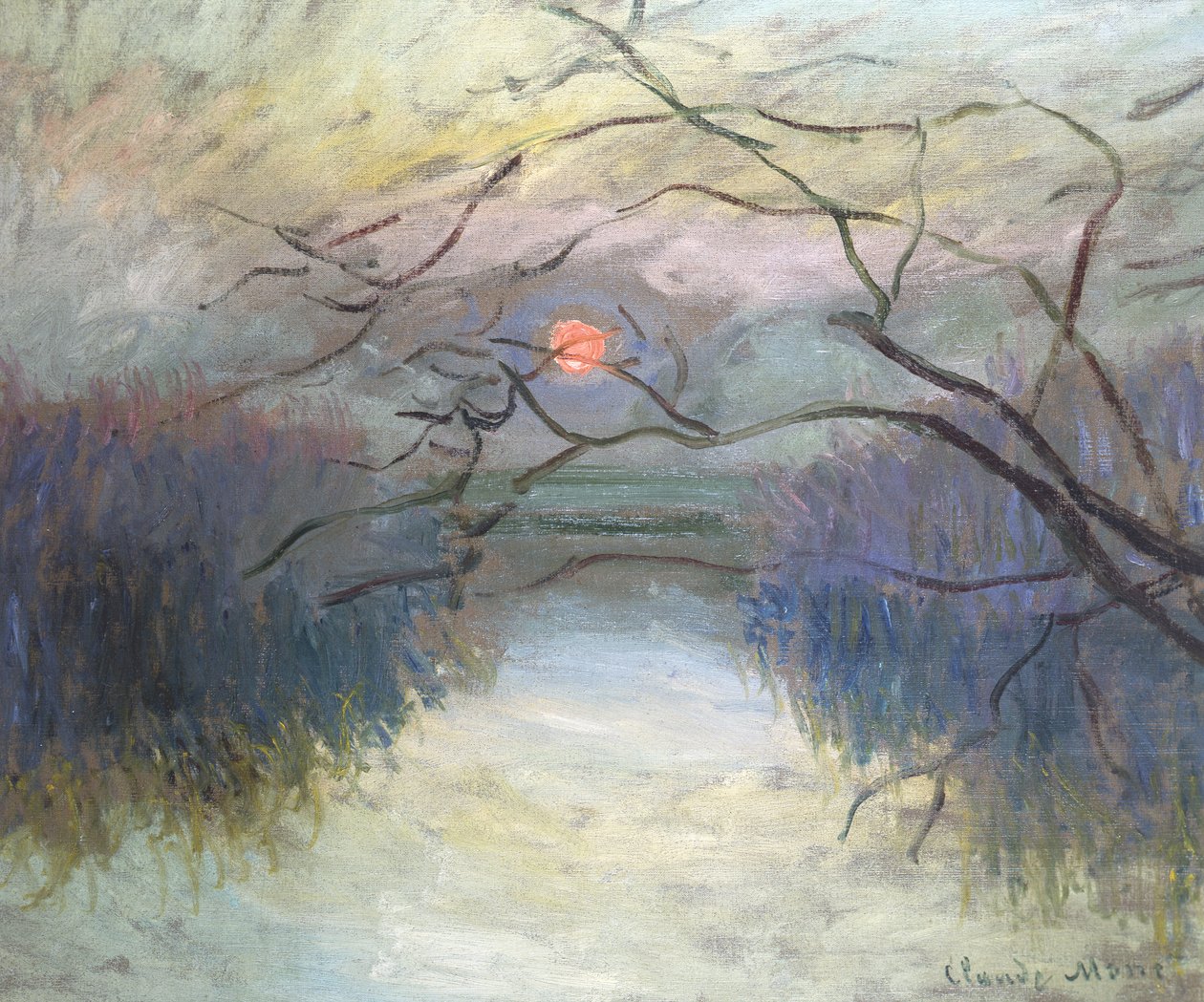 Pôr do sol no rio Sena em Vétheuil, 1880 de Claude Monet