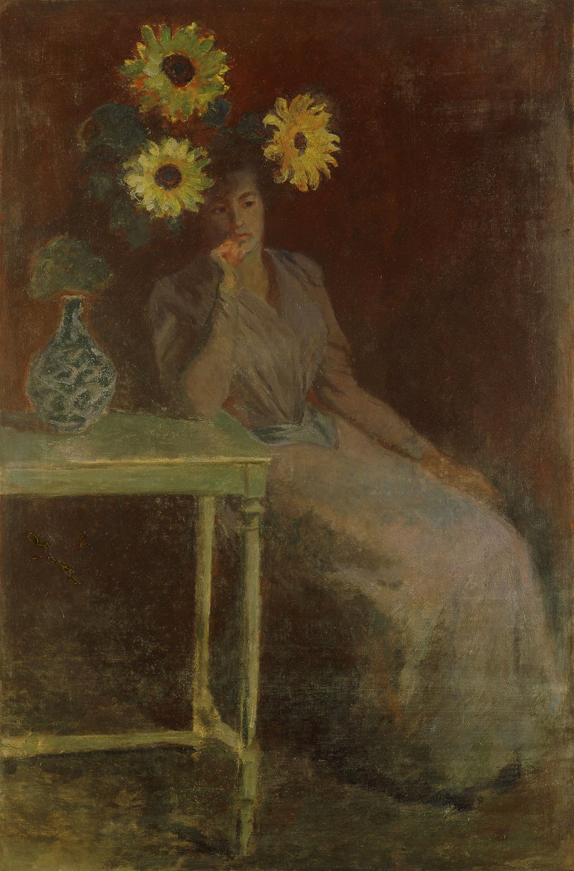 Suzanne com girassóis; Suzanne aux Soleils, c.1889 de Claude Monet