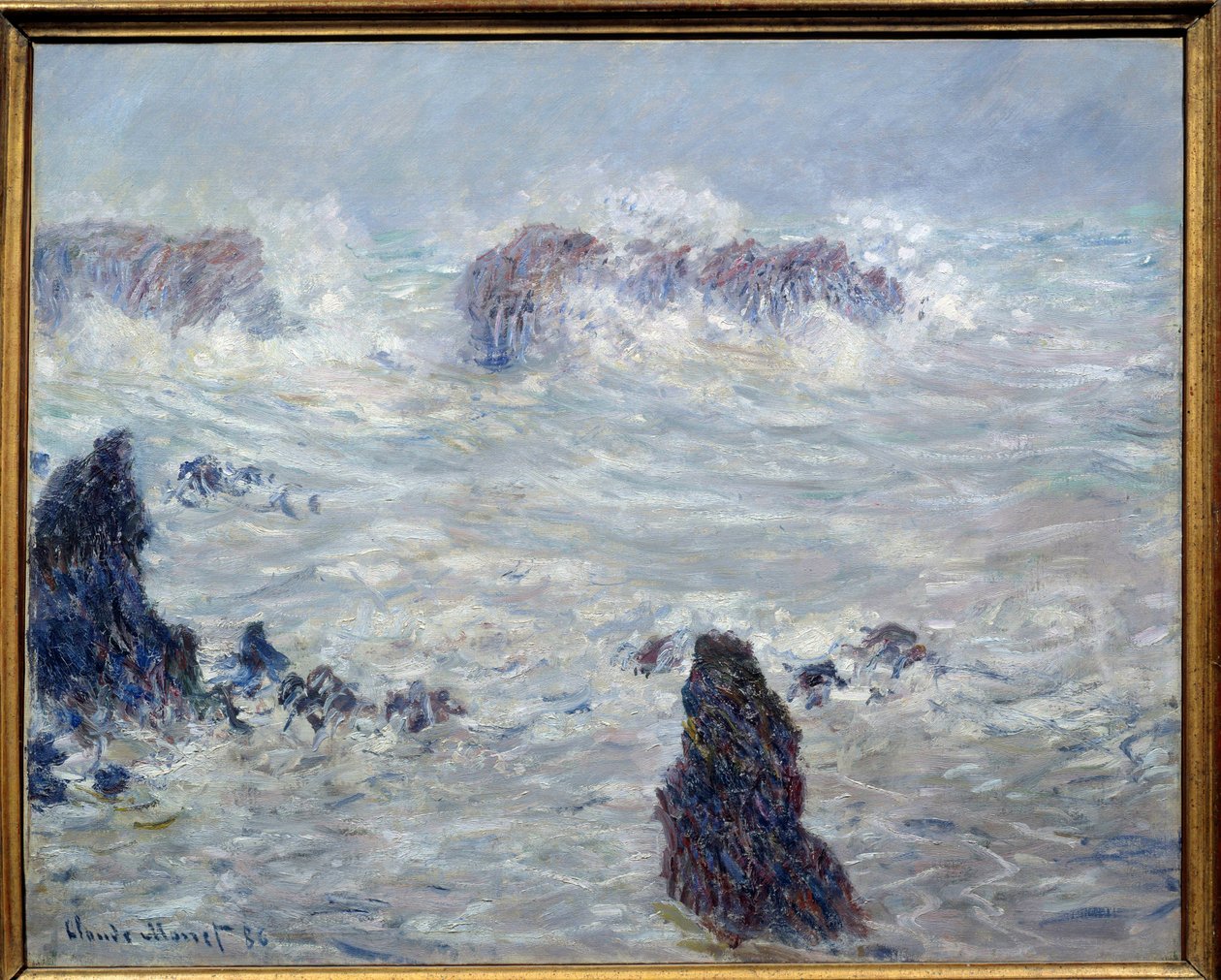 Tempete, costas de Belle-Ile (Belle Ile en mer ou Belle-Ile-en-Mer, Bretanha). Pintura de Claude Monet (1840-1926) de Claude Monet