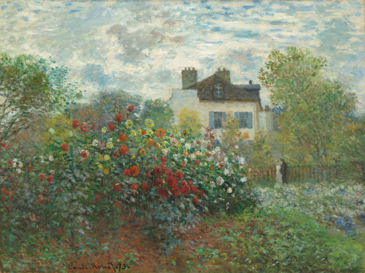 O jardim do artista em Argenteuil (Um canto do jardim com dálias) de Claude Monet