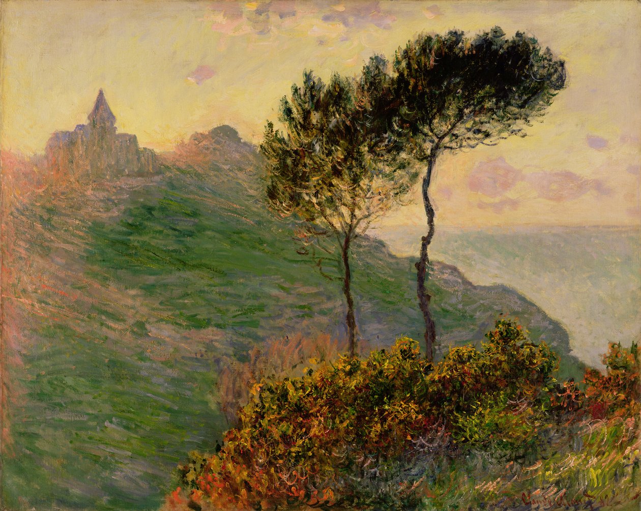 A Igreja de Varengeville, contra a luz do sol de Claude Monet