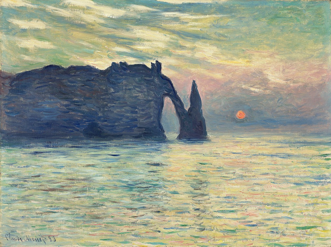 The Cliff, Etretat, Sunset par Monet, Claude (1840-1926) de Claude Monet